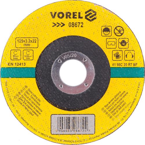 VOREL Kővágótárcsa 125X3,2X22 mm (08672)