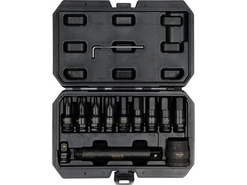 YATO Gépi hosszú bit dugókulcs készlet 12 részes Torx és Imbusz 1/2", 3/4" kamionos CrMo (YT-10655)