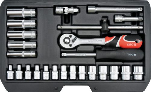 YATO Dugókulcs készlet 25 részes 1/4": 3,5-14 mm CrV  (YT-14461)