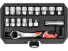 YATO NYITOTT DUGÓKULCS KÉSZLET 17 RÉSZES 3/8", 1/2" SPLINE (YT-38653)