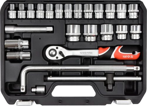 YATO Dugókulcs készlet 25 részes 1/2": 10-24 mm CrV (YT-38741)