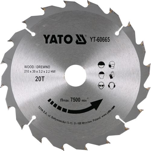 YATO Fűrésztárcsa fához 210x30mm 20T (YT-60665)
