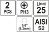 YATO 2 db 25mm 1/4 Bit PH3 (YT-77873)