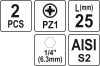 YATO 2 db 25mm 1/4 Bit PZ1 (YT-77880)