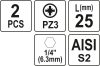 YATO Bitek 25mm 1/4 PZ3 2 db (YT-77882)
