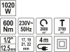YATO Elektromos ütvecsavarozó 1/2 " 600 Nm 1020 W ~ (YT-82021)