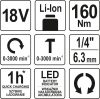 YATO Akkus ütvecsavarozó 160Nm 18 V Li-ion (akku és töltő nélkül) (YT-82801)